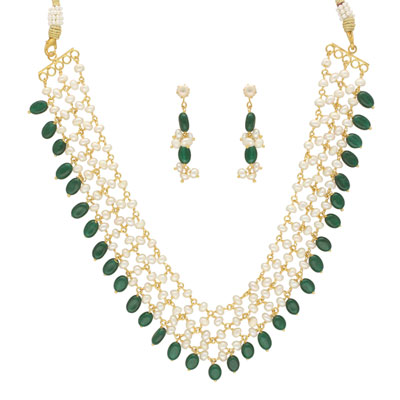 "Jagrati 1 Line Pearl Necklace - JPAPL-23-23 - Click here to View more details about this Product